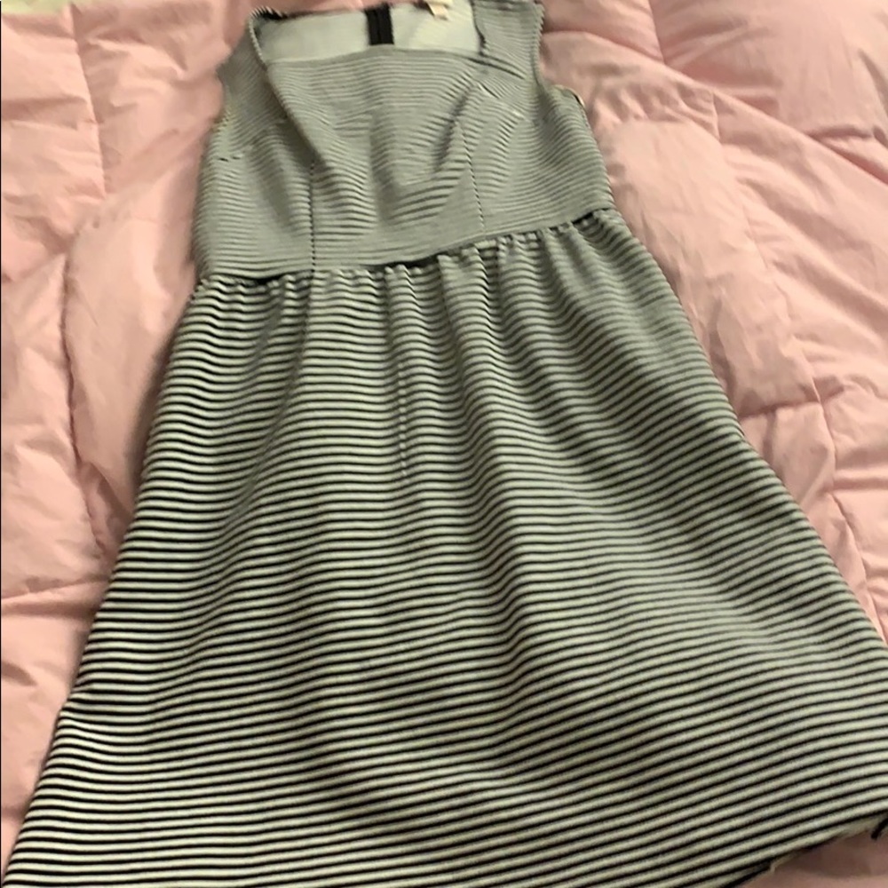 Midi black and white striped dress